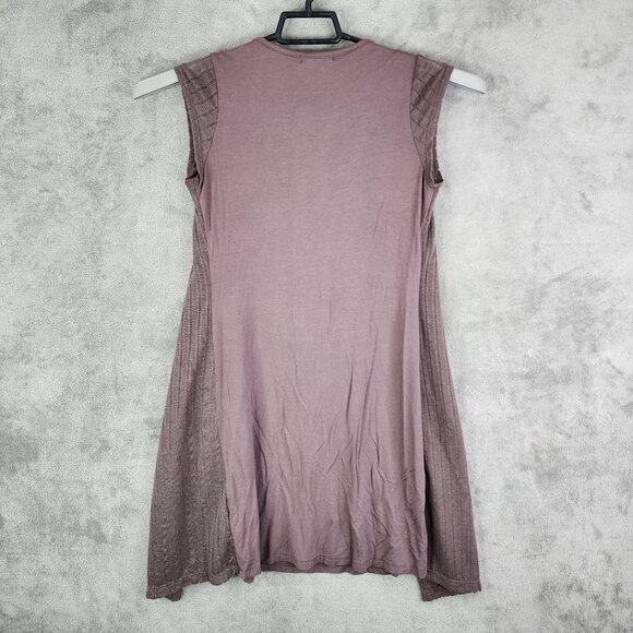 Women's Anthropologie Mauve Sleeveless Open-Front Ribbed Knit Cardigan Vest S - Picture 9 of 12